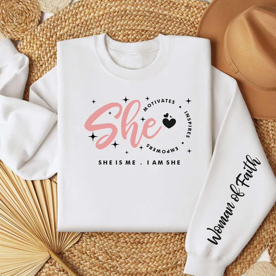 She Motivates, Inspires, Empowers Women's Fleece Crewneck Sweatshirt