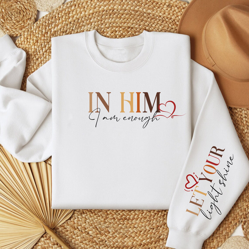 In Him I Am Enough Women's Fleece Crewneck Sweatshirt