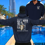 He Who Kneels Before God Can Stand Before Anyone | Ephesians 3:14 Christian Bible Verse Hooded Sweatshirt