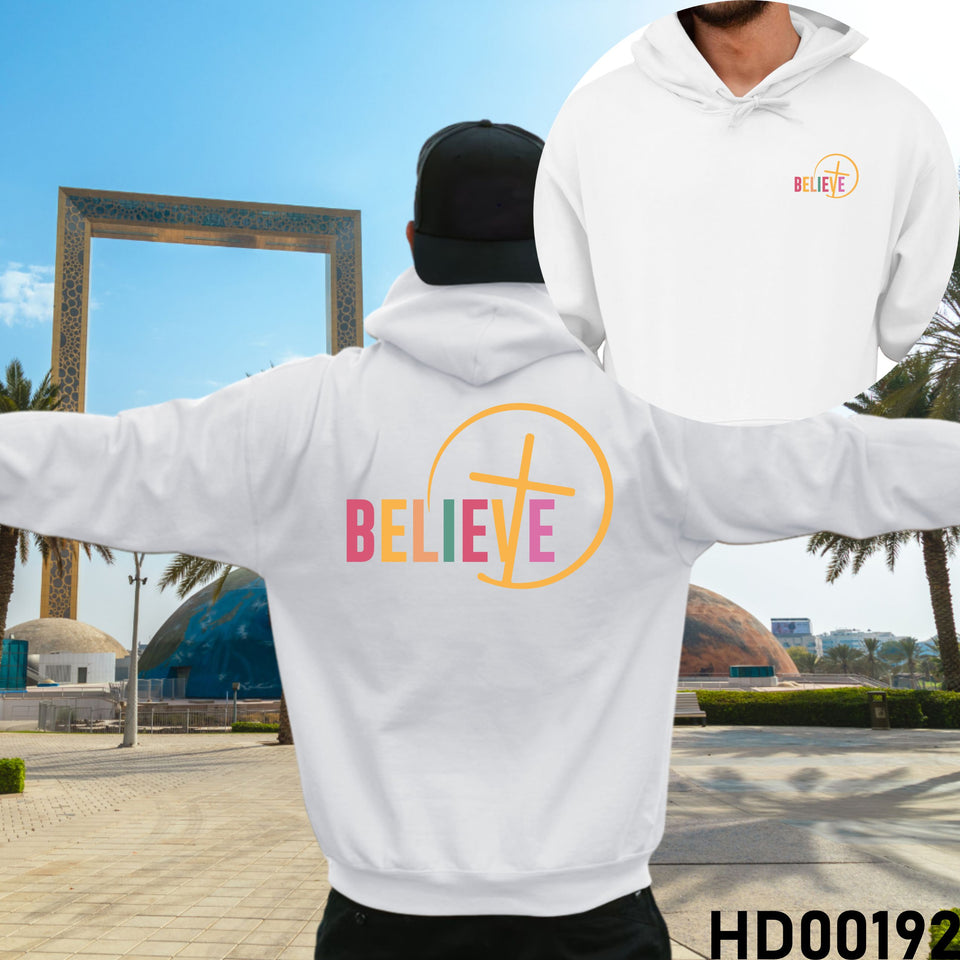 Believe Christian Bible Verse Hooded Sweatshirt