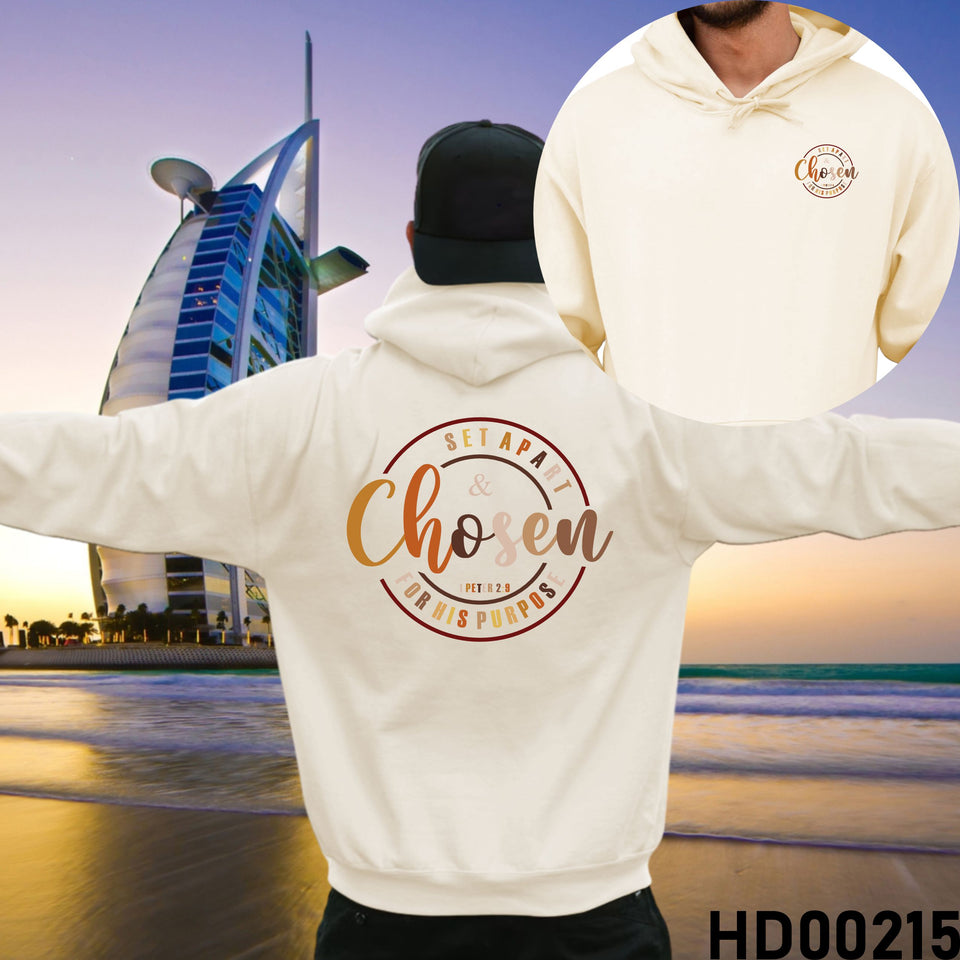 Set Apart & Chosen For His Purpose Boho Christian Bible Verse Hooded Sweatshirt