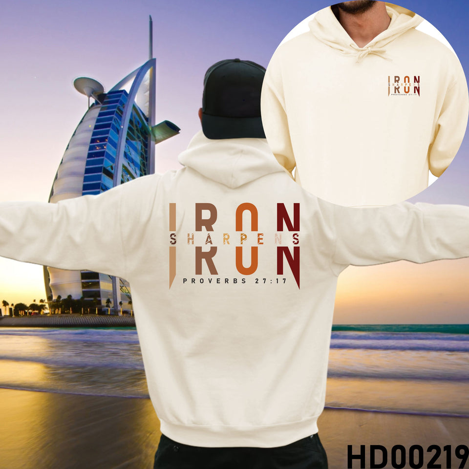 Iron Sharpens Iron Boho | Proverbs 27:17 Christian Bible Verse Hooded Sweatshirt