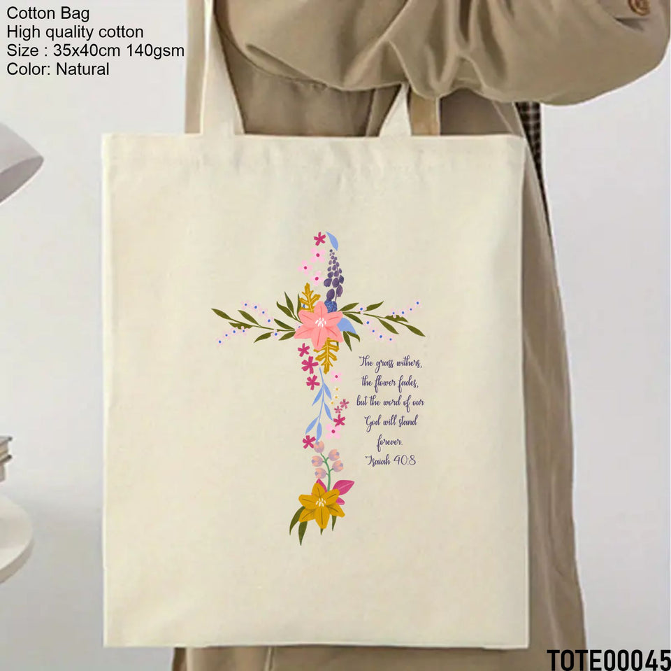 Design 41 - 60 Spiritual Elevation Tote Bag | Christian Gifts for Women | Faith Based Gifts | Christian Canvas Bags for Women