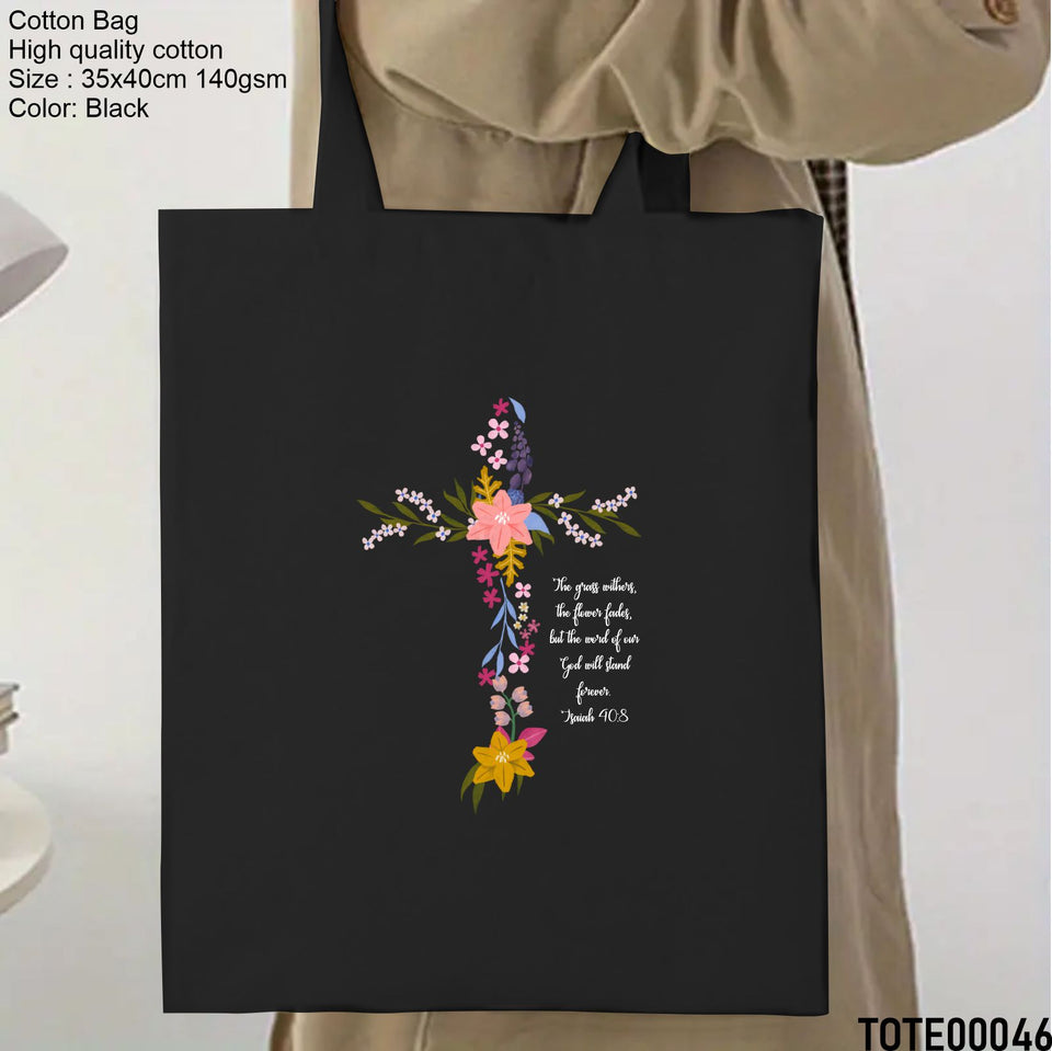 Design 41 - 60 Spiritual Elevation Tote Bag | Christian Gifts for Women | Faith Based Gifts | Christian Canvas Bags for Women