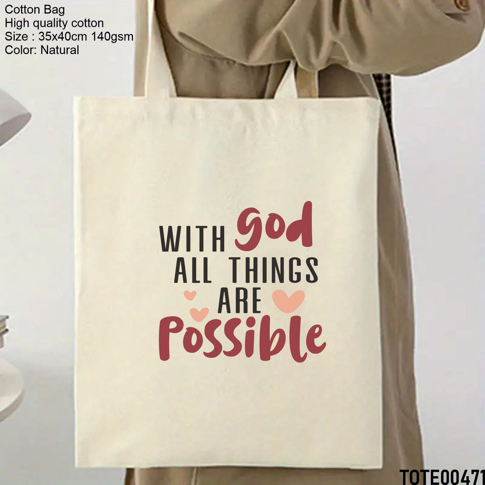 Design 461 - 480 Spiritual Elevation Tote Bag | Christian Gifts for Women | Faith Based Gifts | Christian Canvas Bags for Women