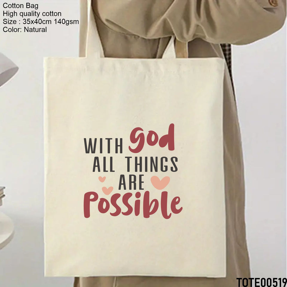 Design 501 - 520 Spiritual Elevation Tote Bag | Christian Gifts for Women | Faith Based Gifts | Christian Canvas Bags for Women