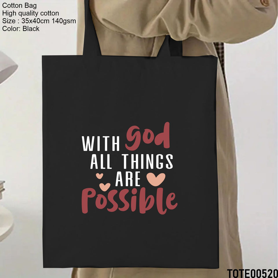 Design 501 - 520 Spiritual Elevation Tote Bag | Christian Gifts for Women | Faith Based Gifts | Christian Canvas Bags for Women